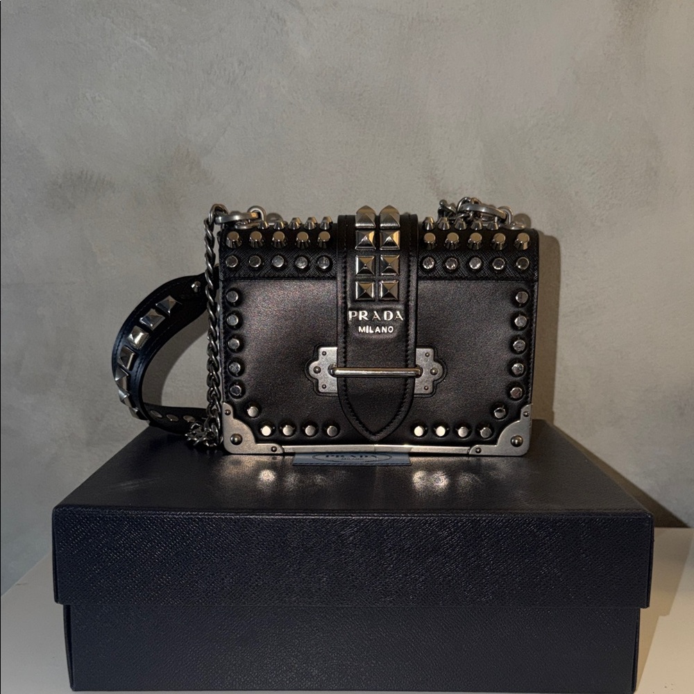 Prada Black Studded Crossbody Bag